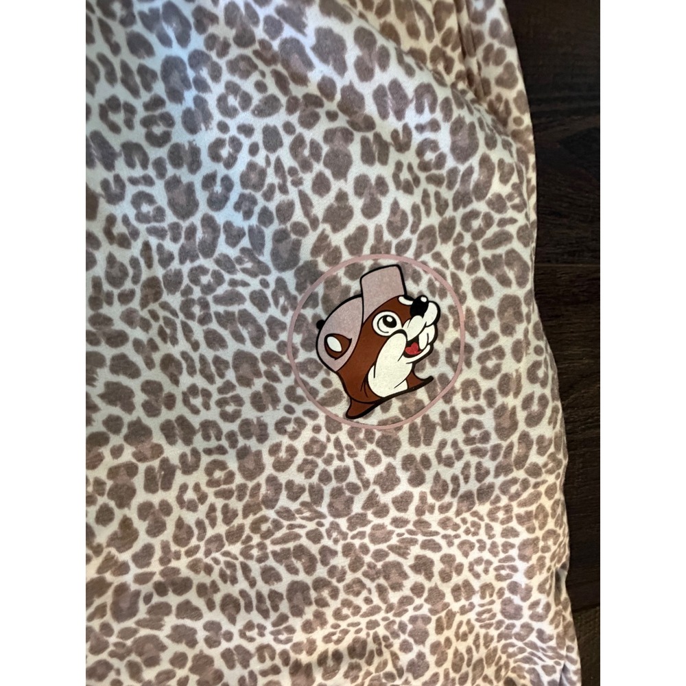 Buc-ee's Leopard Print Jogger Sweatpants Womens 2X Beaver Logo Lounge Pants Tan - Picture 2 of 4